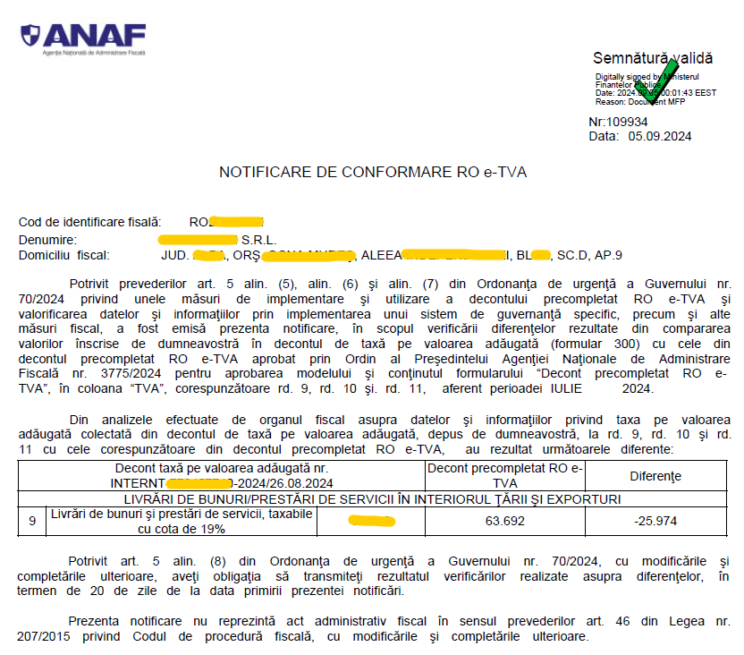 Cum arată decontul precompletat de TVA 6